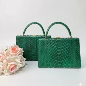Genuine Python Leather Top Handle Bag